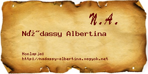 Nádassy Albertina névjegykártya
